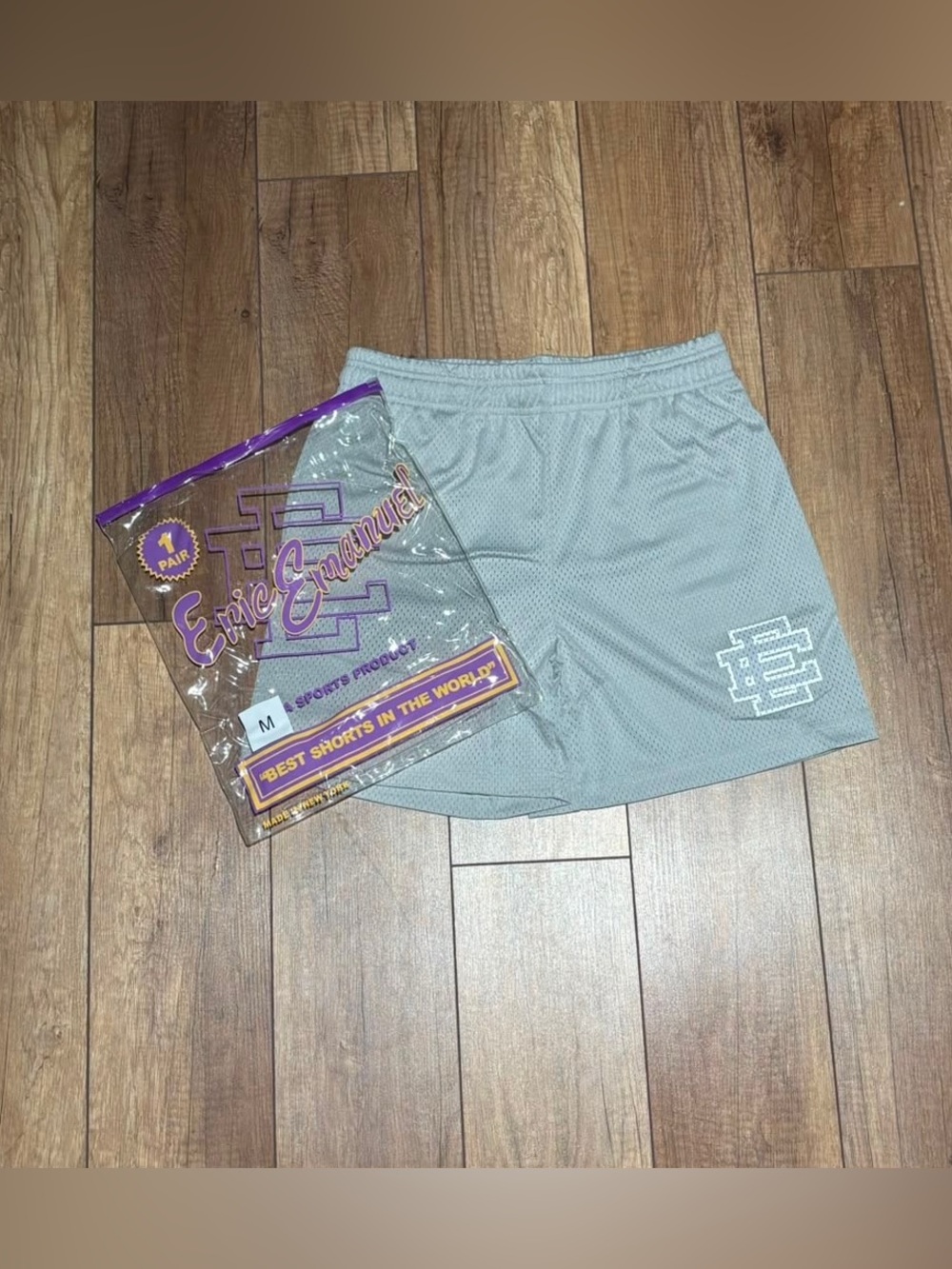 Eric Emanuel EE Plain Gray Mesh Shorts Brand New